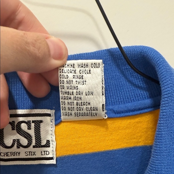 Vintage Rugby Blue and Yellow Striped Shirt - Picture 3 of 6